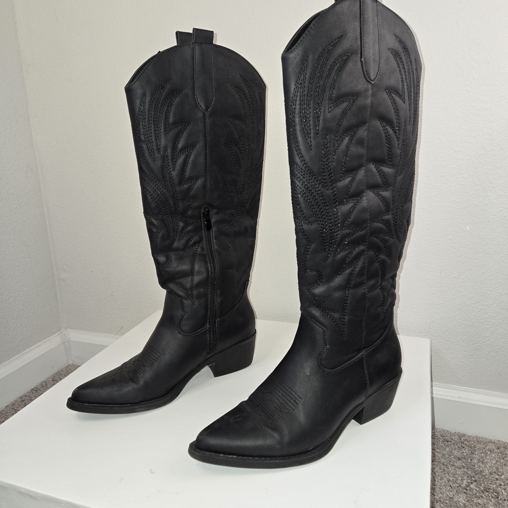 #sold Black Heeled Cowboy Boots